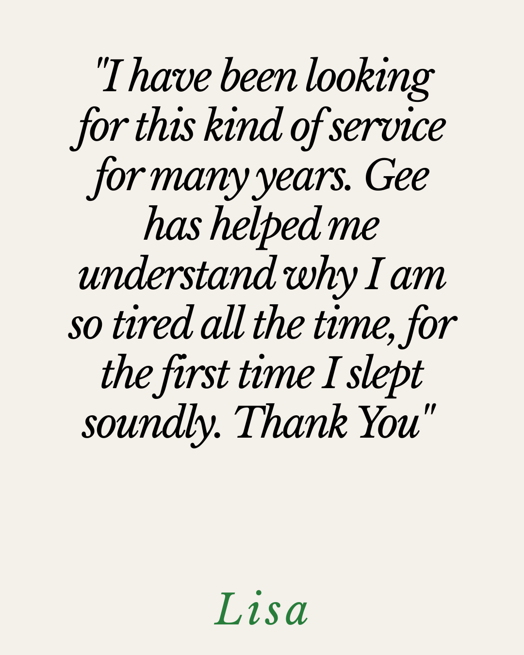 Testimonial from Lisa