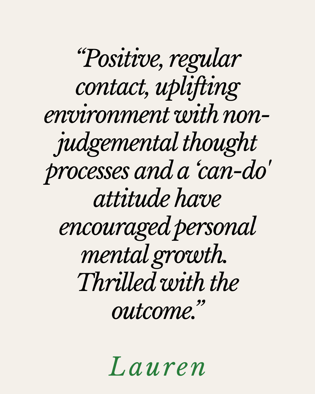 Testimonial from Lauren